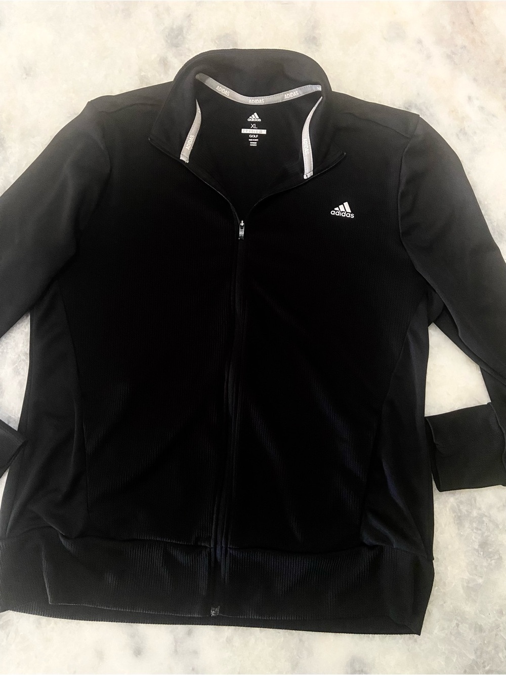 adidas Black Full-Zip Athletic Jacket with White Logo